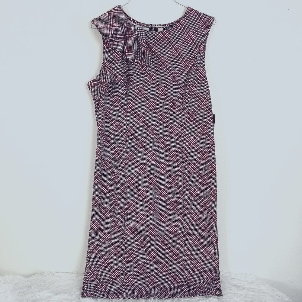 Liz claiborne crema plaid dress modern romance NEW M